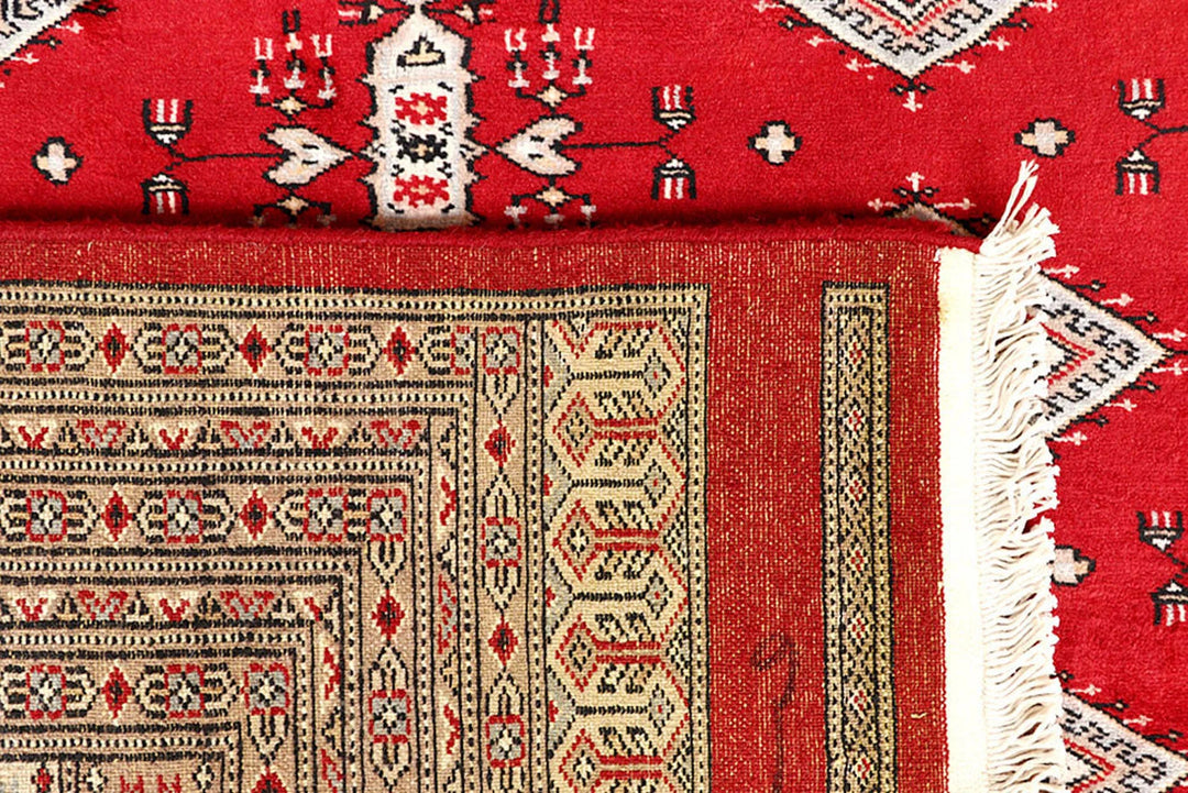 Firebrick Red Pakistani Jaldar Rug 9' 3" x 11' 7" Hand-Knotted | No. QA82948