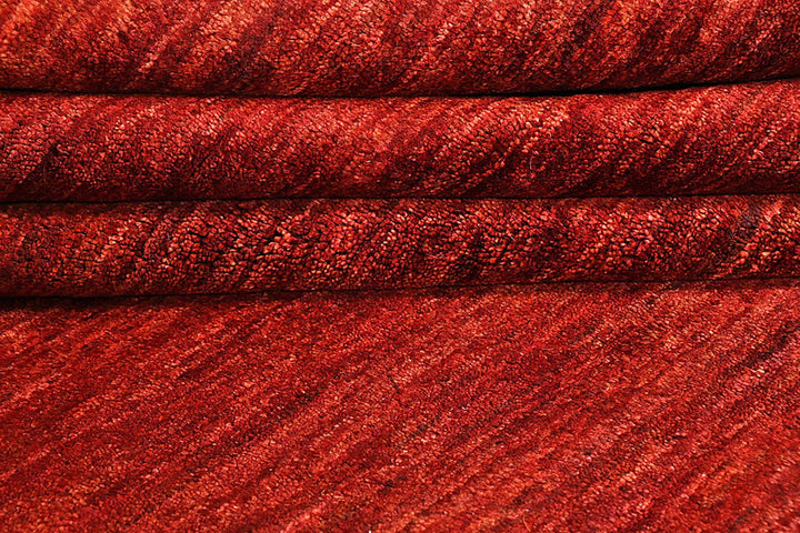 Tomato Orange Pakistani Gabbeh Rug 8' x 9' 9" Hand-Knotted | No. QA83016