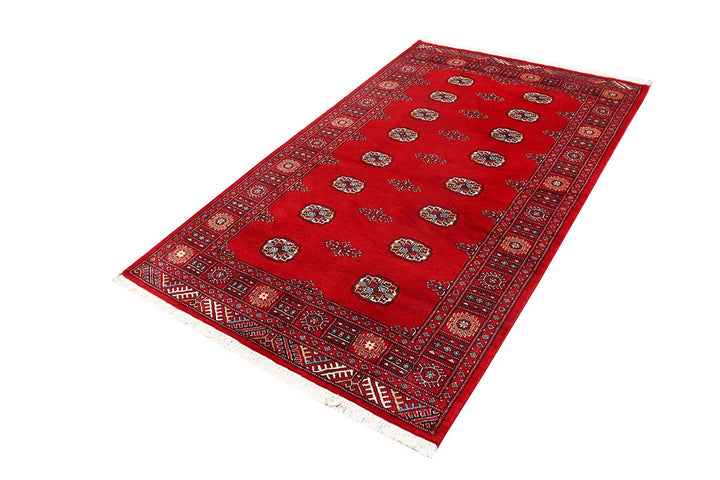 Red Bokhara Rug 4' 1" x 6' 11" Hand-Knotted | No. QA83018