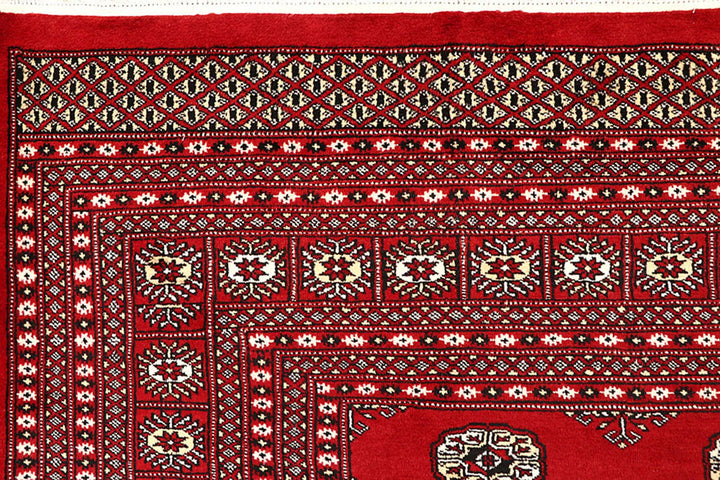 Red Pakistani Bokhara Rug 9' 4" x 11' 10" Hand-Knotted | No. QA83028