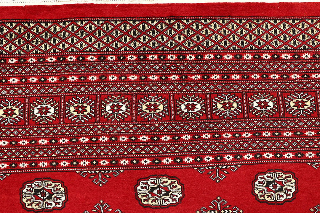 Red Pakistani Bokhara Rug 9' 4" x 11' 10" Hand-Knotted | No. QA83028