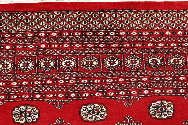Red Pakistani Bokhara Rug 9' 4" x 11' 10" Hand-Knotted | No. QA83028