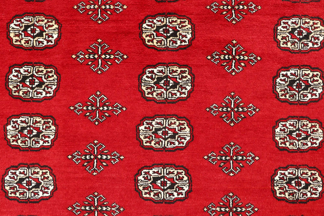 Red Pakistani Bokhara Rug 9' 4" x 11' 10" Hand-Knotted | No. QA83028