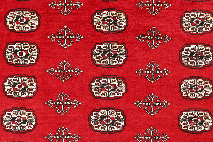 Red Pakistani Bokhara Rug 9' 4" x 11' 10" Hand-Knotted | No. QA83028