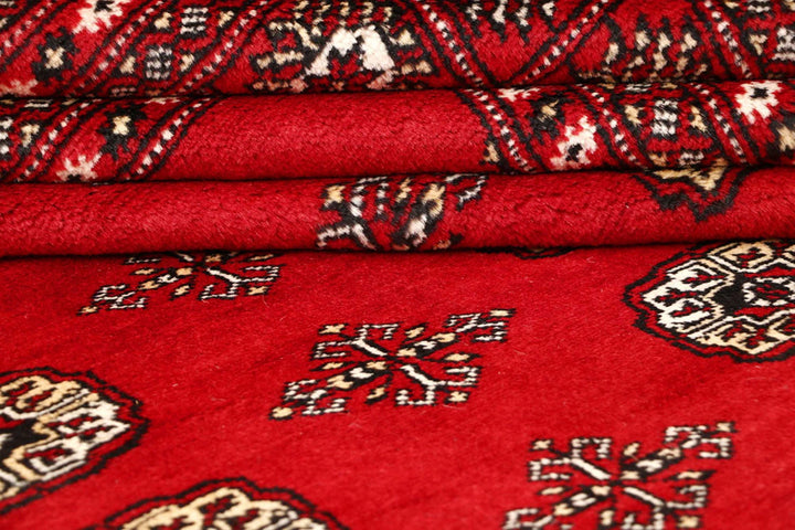 Red Pakistani Bokhara Rug 9' 4" x 11' 10" Hand-Knotted | No. QA83028