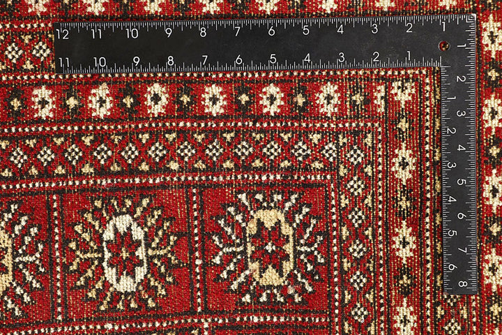 Red Pakistani Bokhara Rug 9' 4" x 11' 10" Hand-Knotted | No. QA83028