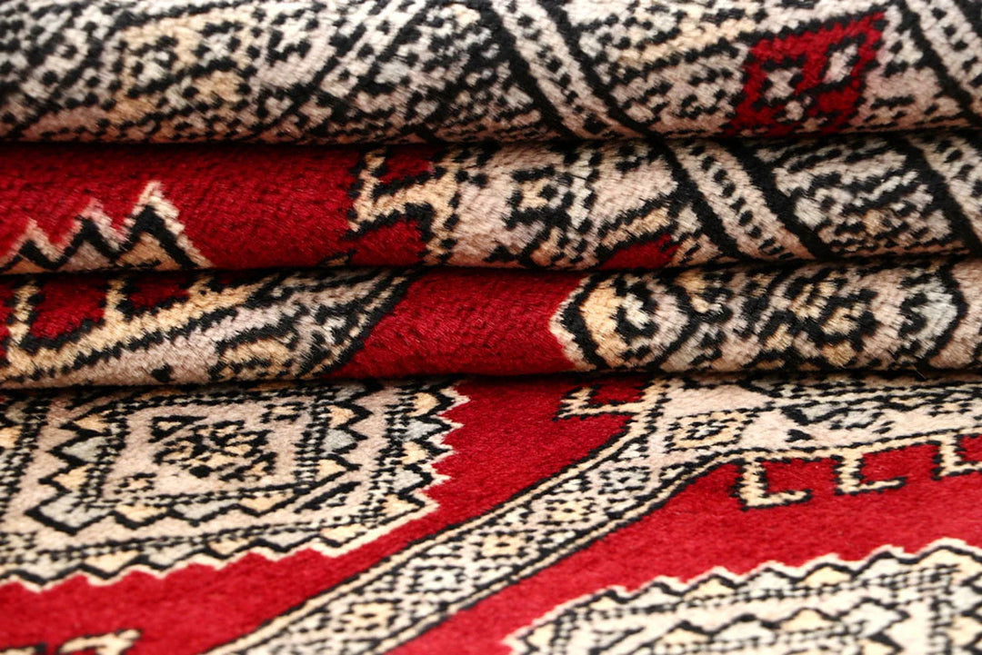 Firebrick Red Pakistani Jaldar Rug 5' 11" x 8' 6" Hand-Knotted | No. QA83131