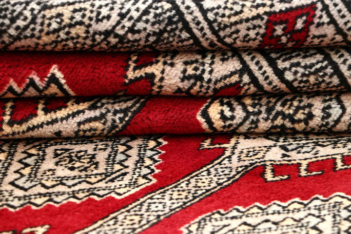 Firebrick Red Pakistani Jaldar Rug 5' 11" x 8' 6" Hand-Knotted | No. QA83131