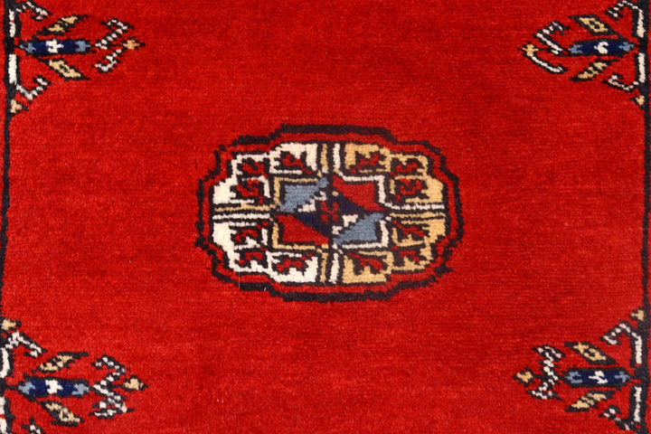 Red Pakistani Bokhara Rug 2' 6" x 10' Hand-Knotted | No. QA83173