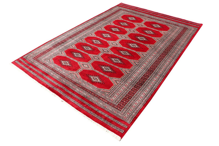 Red Pakistani Jaldar Rug 5' 5" x 7' 10" Hand-Knotted | No. QA83181