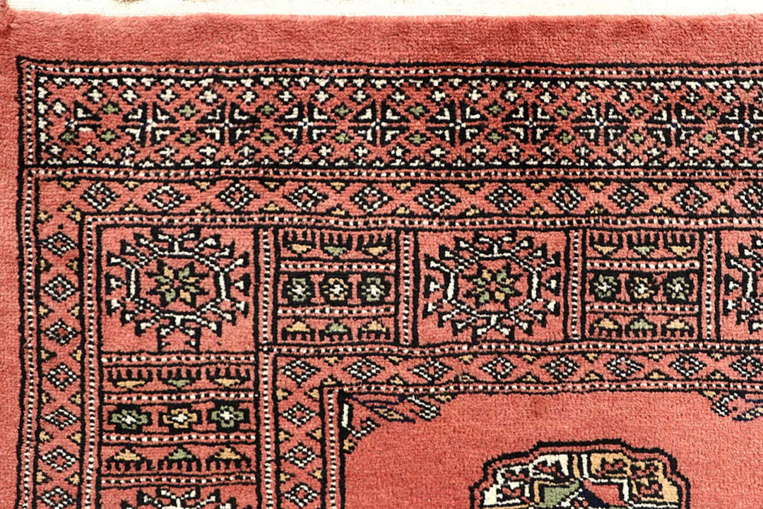 Salmon Pakistani Bokhara Rug 2' 7" x 13' 9" Hand-Knotted | No. QA83193