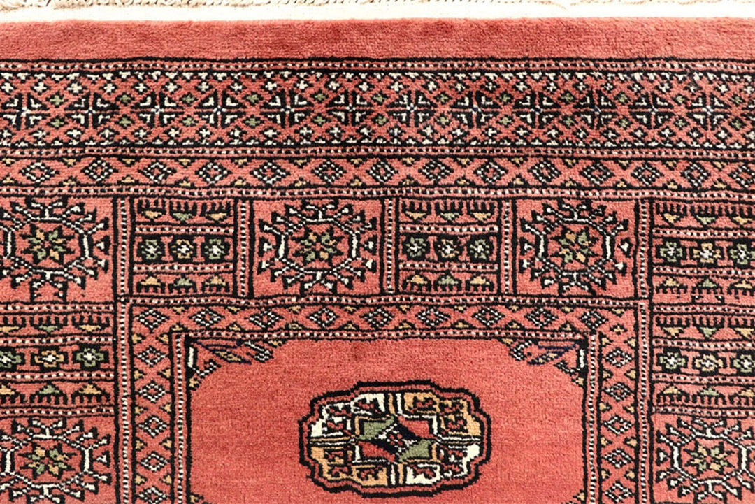 Salmon Pakistani Bokhara Rug 2' 7" x 13' 9" Hand-Knotted | No. QA83193