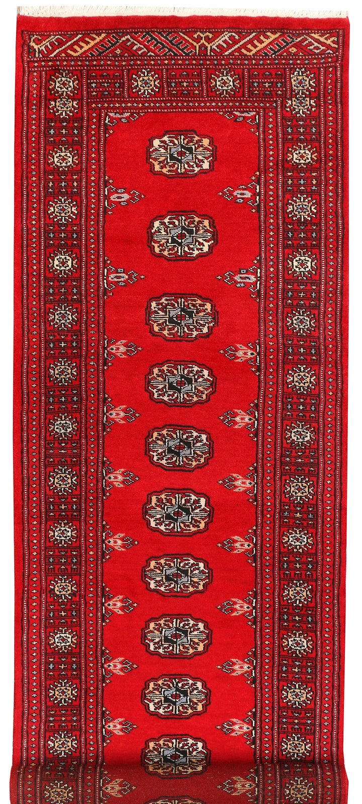 Dark Red Pakistani Bokhara Rug 2' 7" x 8' 9" Hand-Knotted | No. QA83354