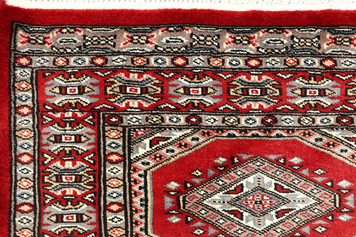 Red Pakistani Jaldar Rug 2' 4" x 9' 2" Hand-Knotted | No. QA83424