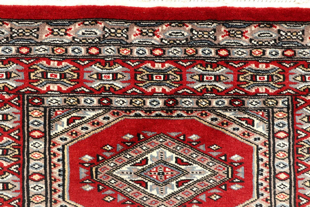 Red Pakistani Jaldar Rug 2' 4" x 9' 2" Hand-Knotted | No. QA83424