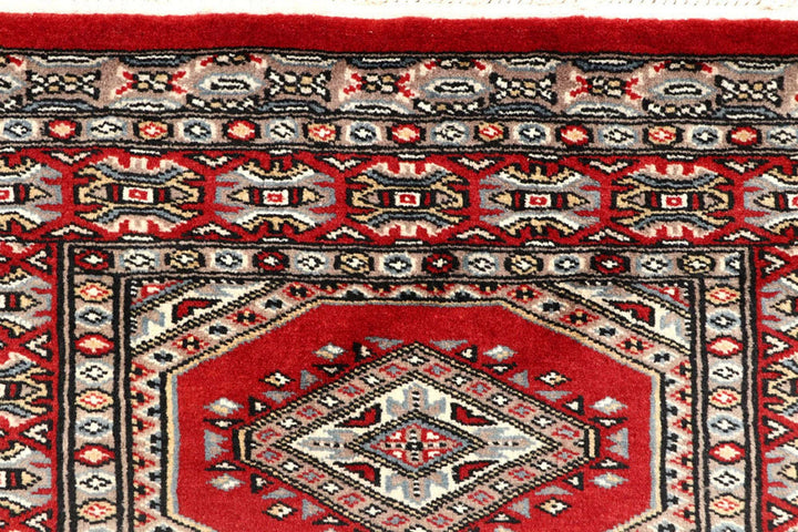 Red Pakistani Jaldar Rug 2' 4" x 9' 2" Hand-Knotted | No. QA83424