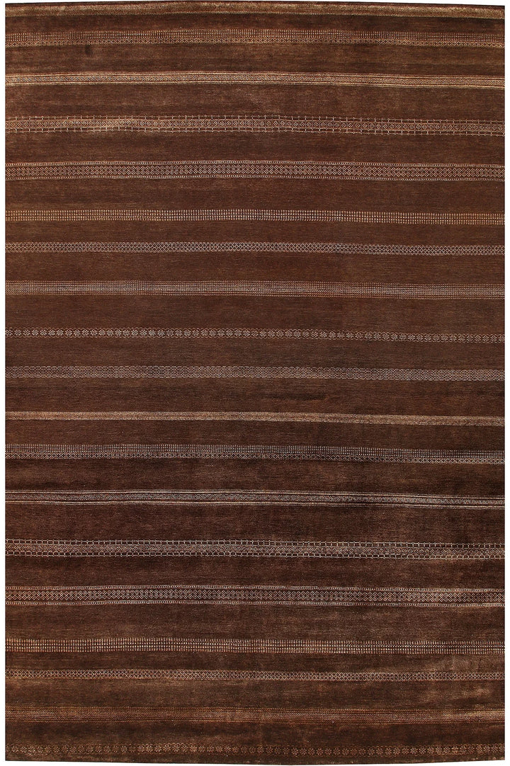 Saddle Brown Pakistani Gabbeh Rug 11' 10" x 17' 7" Hand-Knotted | No. QA83522