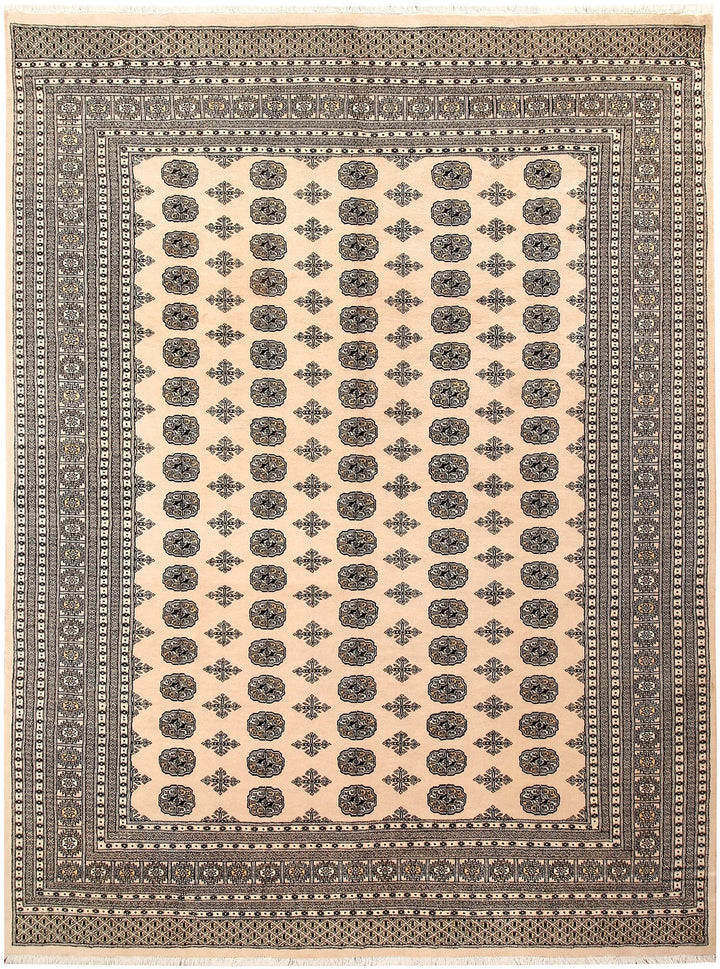 Brown Pakistani Bokhara Rug 9' 1" x 12' 1" Hand-Knotted | No. QA83527
