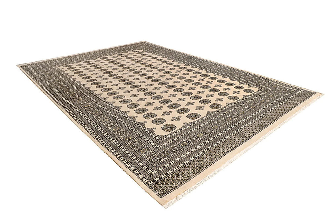 Brown Pakistani Bokhara Rug 9' 1" x 12' 1" Hand-Knotted | No. QA83527