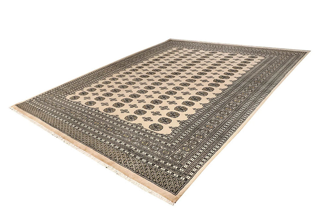 Brown Pakistani Bokhara Rug 9' 1" x 12' 1" Hand-Knotted | No. QA83527