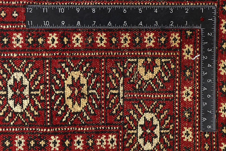Red Pakistani Bokhara Rug 8' 1" x 10' 5" Hand-Knotted | No. QA83529