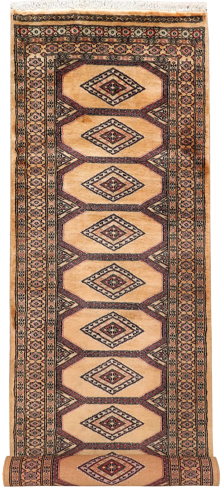 Sandy Brown Pakistani Jaldar Runner 2' 7" x 8' 8" Hand-Knotted | No. QA83548