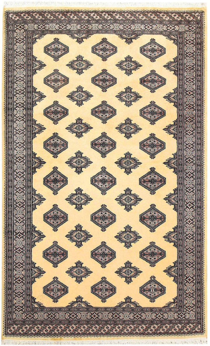 Yellow Pakistani Jaldar Rug 5' 2" x 8' 4" Hand-Knotted | No. QA83624