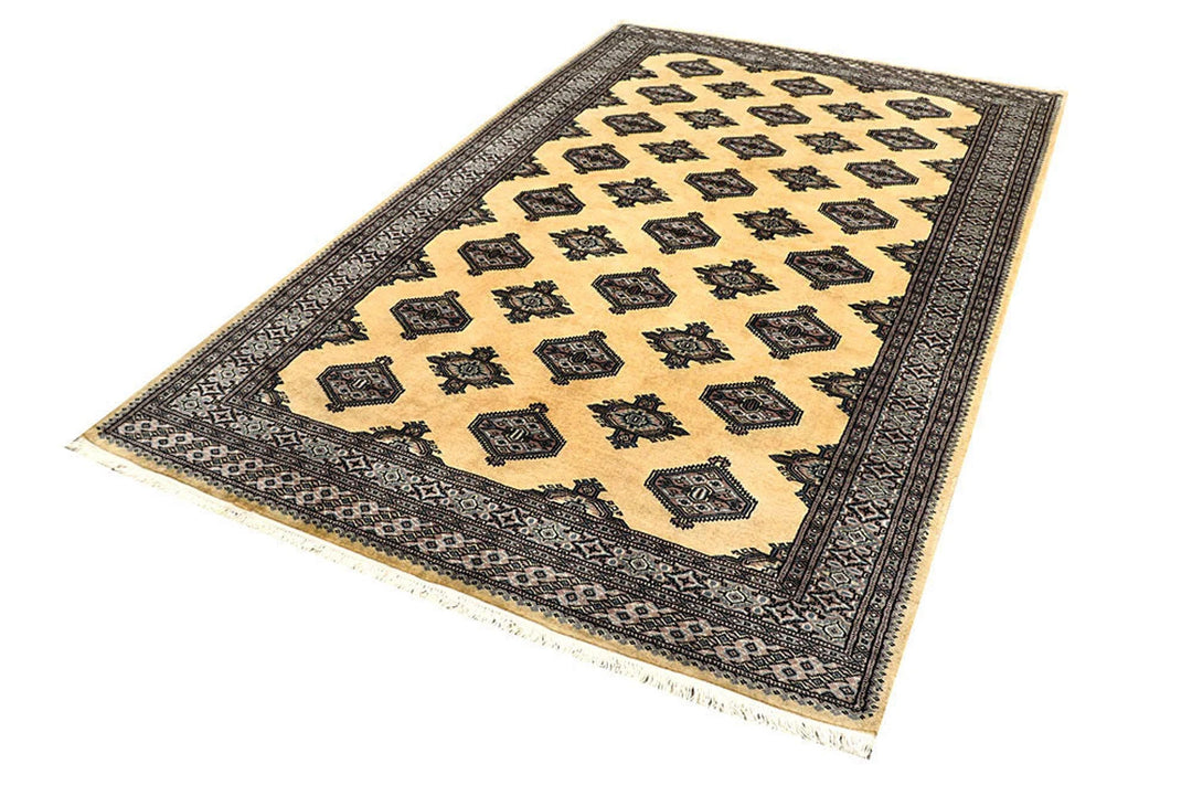 Yellow Pakistani Jaldar Rug 5' 2" x 8' 4" Hand-Knotted | No. QA83624
