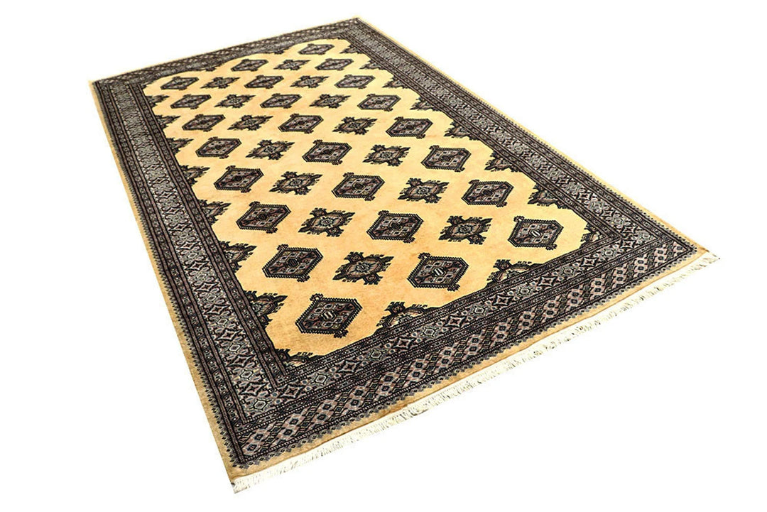 Yellow Pakistani Jaldar Rug 5' 2" x 8' 4" Hand-Knotted | No. QA83624