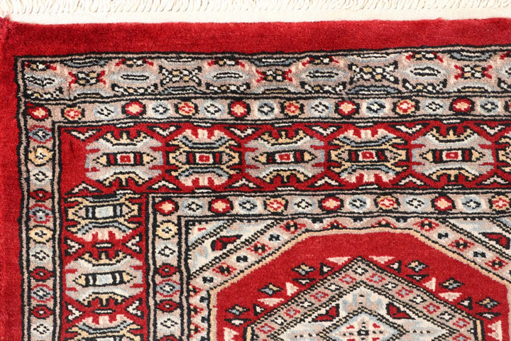 Red Pakistani Jaldar Rug 2' 4" x 9' 2" Hand-Knotted | No. QA83682
