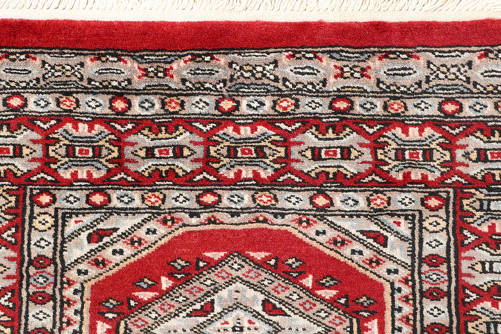 Red Pakistani Jaldar Rug 2' 4" x 9' 2" Hand-Knotted | No. QA83682