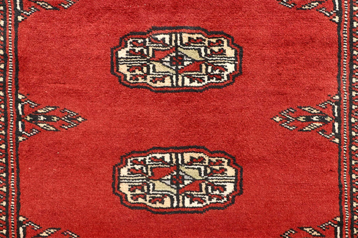 Orange Red Pakistani Bokhara Rug 2' 7" x 14' 6" Hand-Knotted | No. QA83739