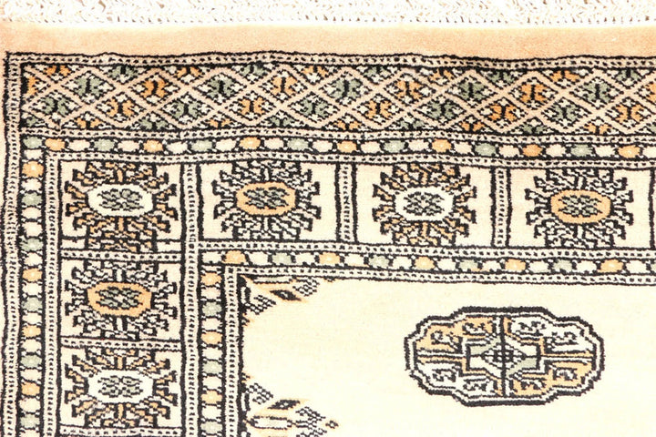 Antique White Pakistani Bokhara Rug 2' 8" x 9' 2" Hand-Knotted | No. QA83833