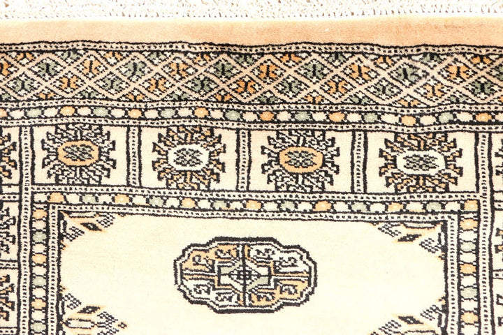 Antique White Pakistani Bokhara Rug 2' 8" x 9' 2" Hand-Knotted | No. QA83833