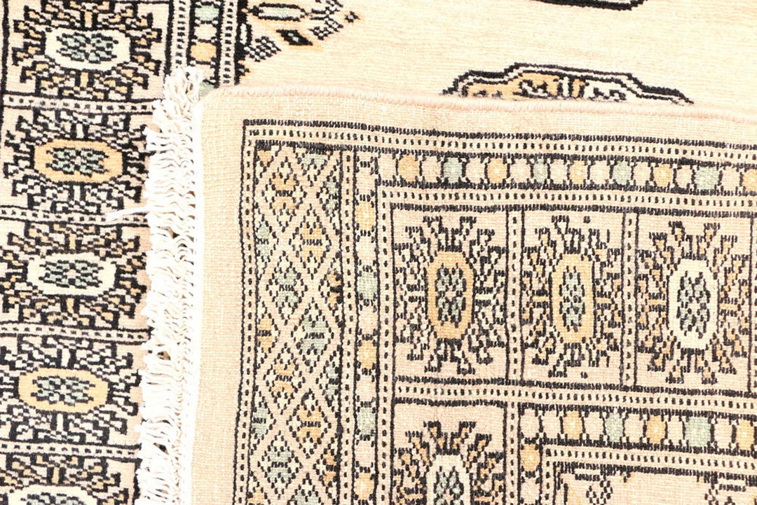Antique White Pakistani Bokhara Rug 2' 8" x 9' 2" Hand-Knotted | No. QA83833