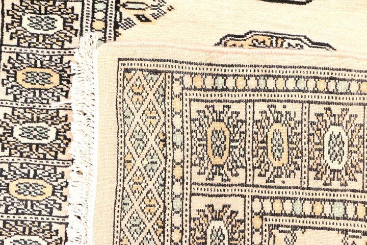 Antique White Pakistani Bokhara Rug 2' 8" x 9' 2" Hand-Knotted | No. QA83833