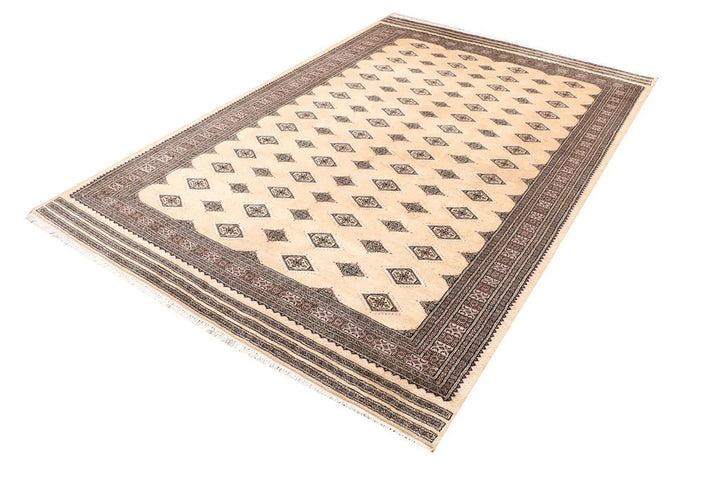 Bisque Pakistani Jaldar Rug 6' 7" x 10' Hand-Knotted | No. QA83909