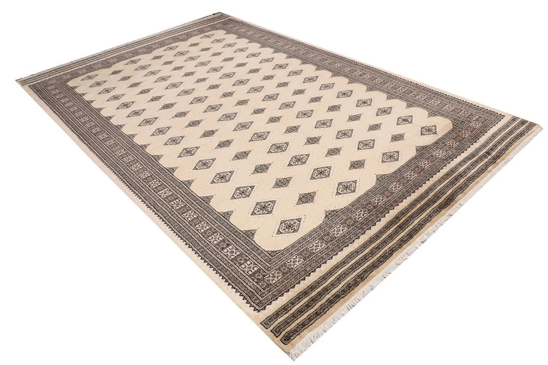Bisque Pakistani Jaldar Rug 6' 7" x 10' Hand-Knotted | No. QA83909