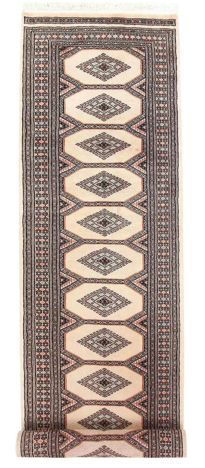 Brown Pakistani Jaldar Rug 2' 3" x 9' 2" Hand-Knotted | No. QA83935