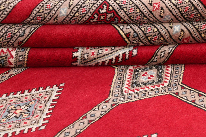 Dark Red Pakistani Jaldar Rug 5' 7" x 8' Hand-Knotted | No. QA84094