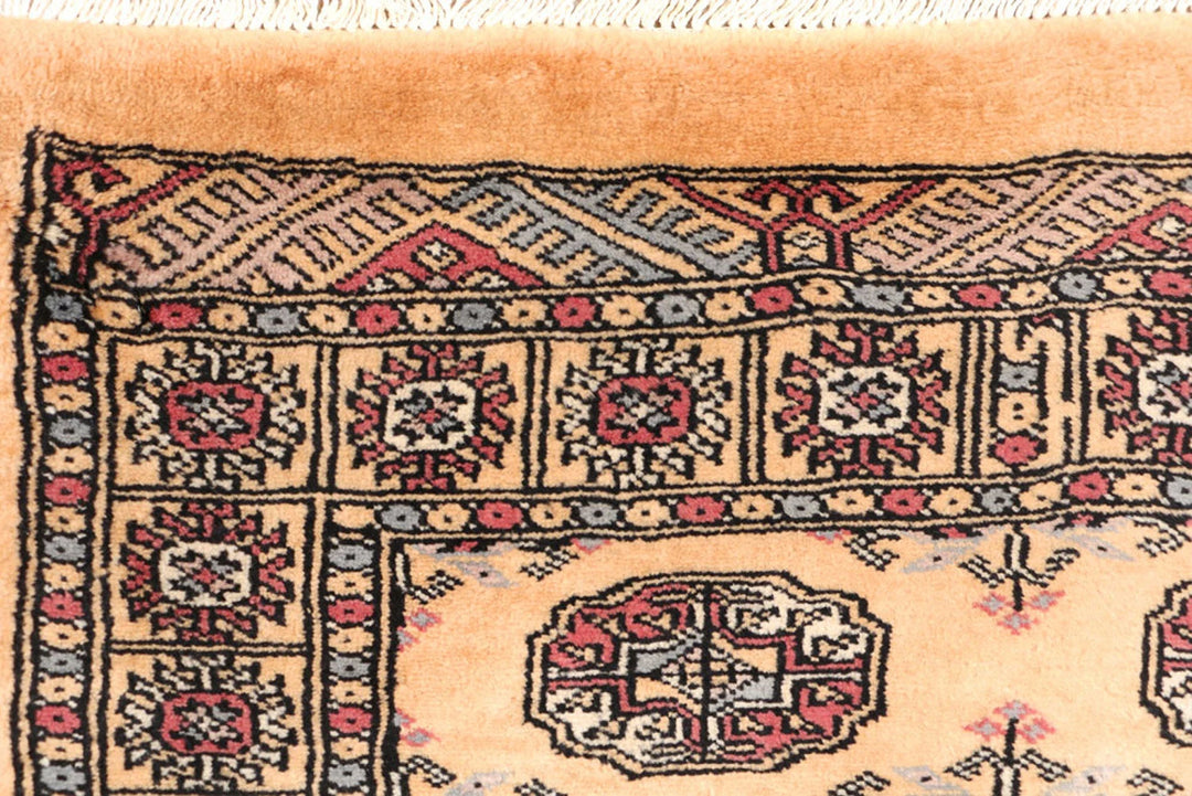 Yellow Pakistani Bokhara Rug 2'7" x 11'10" Hand-Knotted | No. QA84122