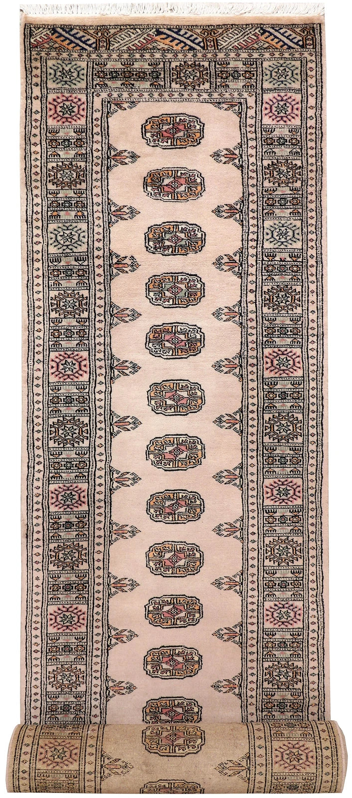 Brown Pakistani Bokhara Rug 2' 6" x 12' 4" Hand-Knotted | No. QA84133