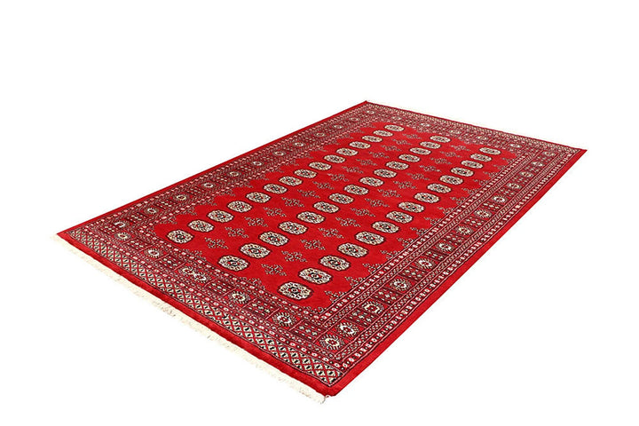 Red Pakistani Bokhara Rug 5' 7" x 8' 9" Hand-Knotted | No. QA84159