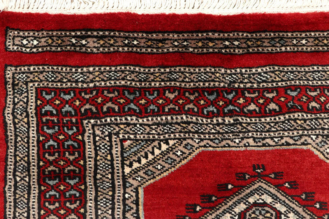 Red Pakistani Jaldar Rug 2' 4" x 9' 5" Hand-Knotted | No. QA84306