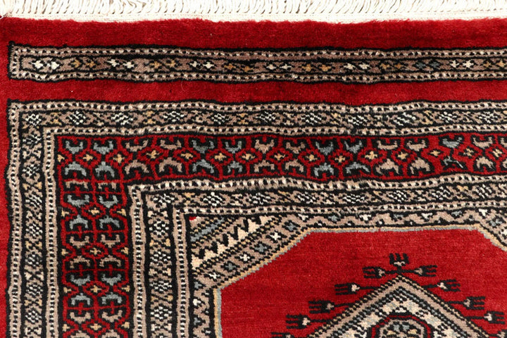 Red Pakistani Jaldar Rug 2' 4" x 9' 5" Hand-Knotted | No. QA84306