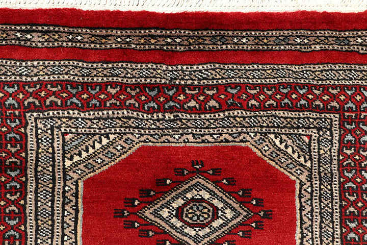 Red Pakistani Jaldar Rug 2' 4" x 9' 5" Hand-Knotted | No. QA84306