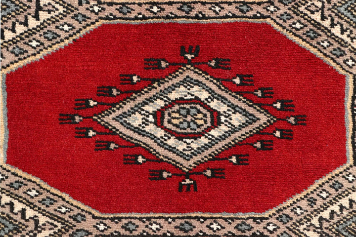 Red Pakistani Jaldar Rug 2' 4" x 9' 5" Hand-Knotted | No. QA84306