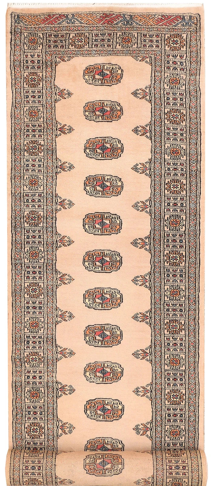 Wheat Pakistani Bokhara Rug 2'6" x 11'2" Hand-Knotted | No. QA84331