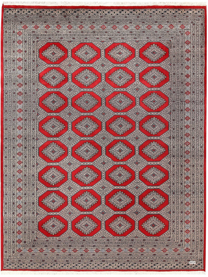 Firebrick Pakistani Jaldar Rug 6' 8" x 8' 6" Hand-Knotted | No. QA84371