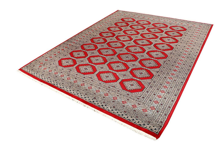 Firebrick Pakistani Jaldar Rug 6' 8" x 8' 6" Hand-Knotted | No. QA84371